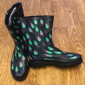 Western Chief Multicolored Raindrop Rain Boots Size 10